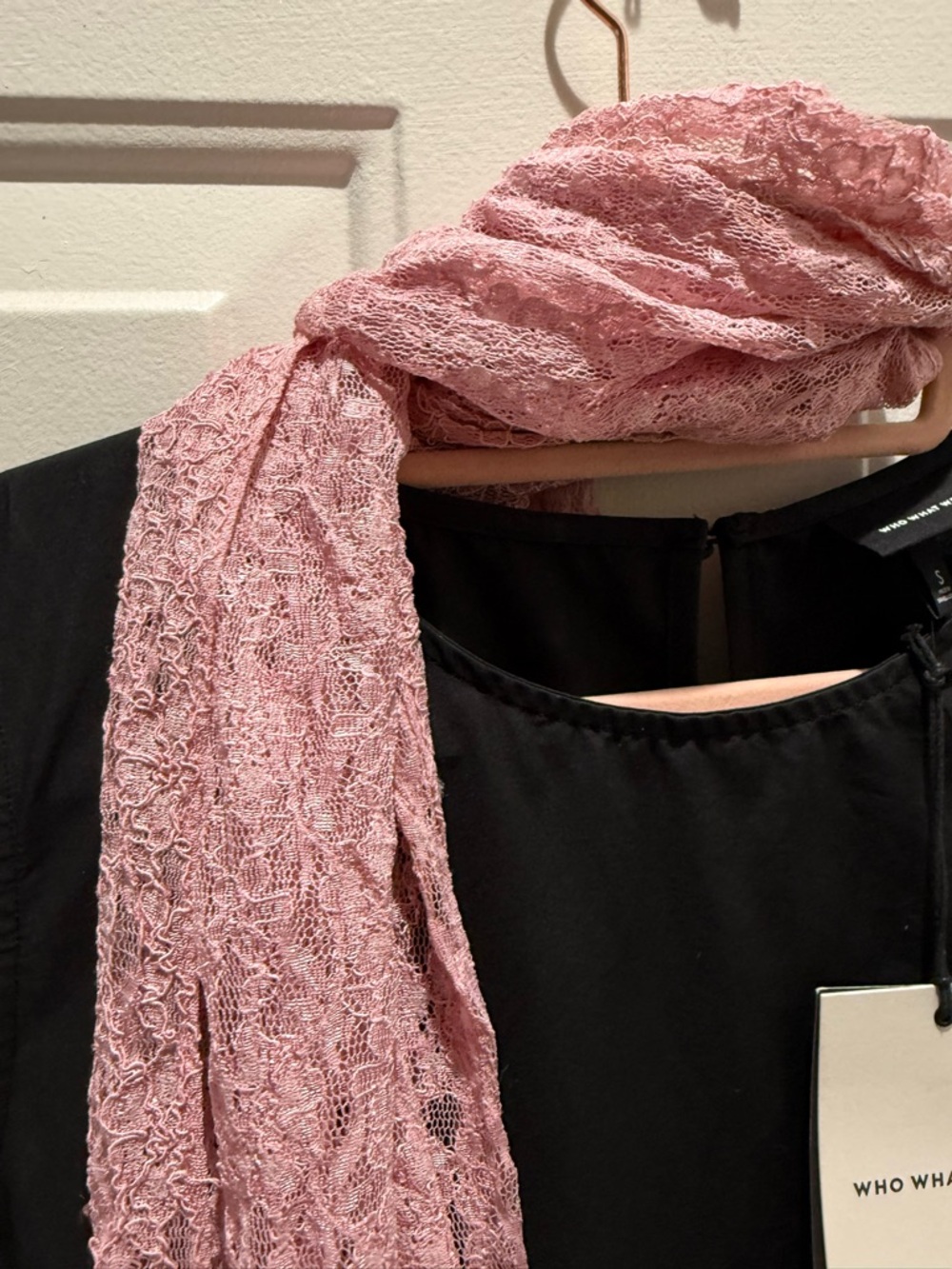 a new day Pink Floral Lace Scarf